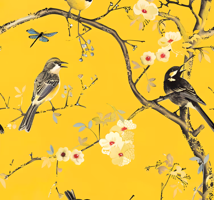 Tenda a rullo gialla design primaverile - TenStickers