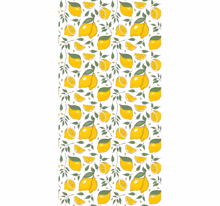 Tenda a rullo gialla limoni e fiori crema - TenStickers