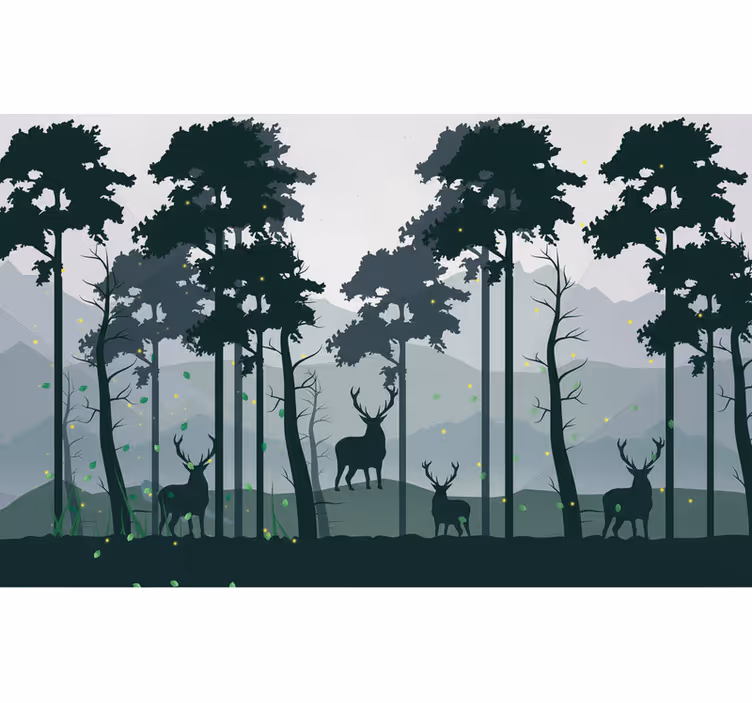 Tenda a rullo cucina silhouette foresta scandi - TenStickers