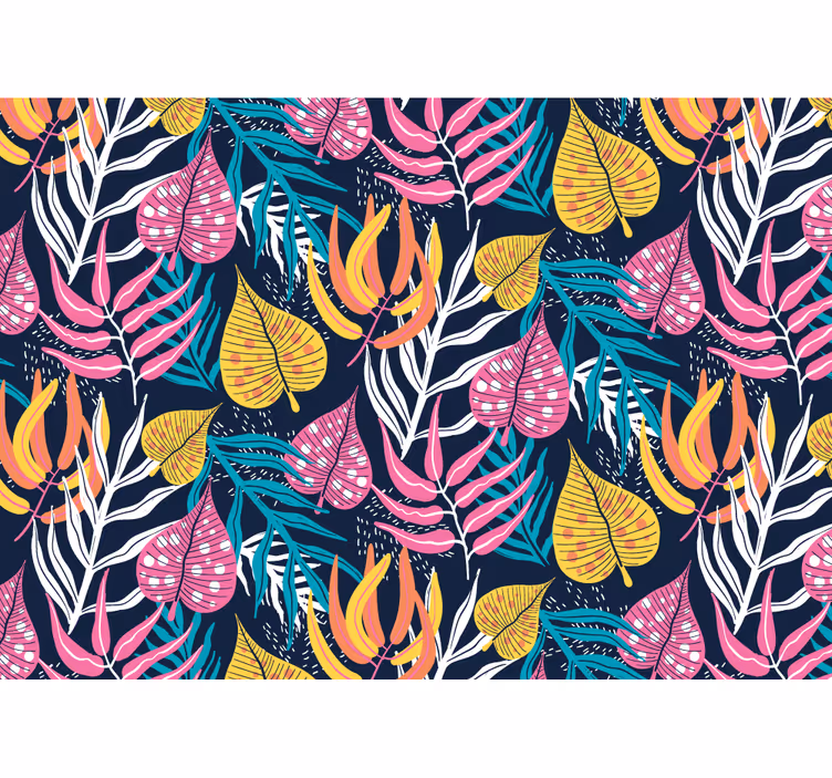 Tenda a rullo cucina foglie multicolori su sfondo blu - TenStickers