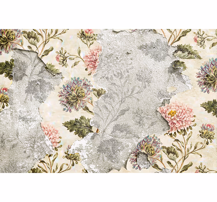 Tenda a rullo cucina fiori in stile vintage su sfondo beige - TenStickers
