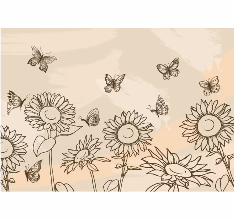 Tenda a rullo cucina girasoli e farfalle beige - TenStickers