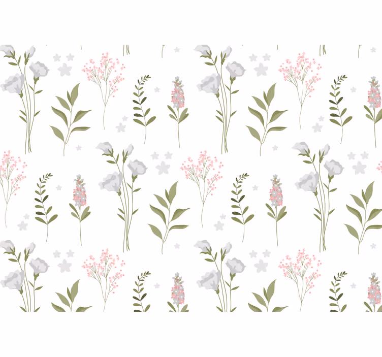 Tenda a rullo bianca motivo fiori selvatici minimalisti - TenStickers