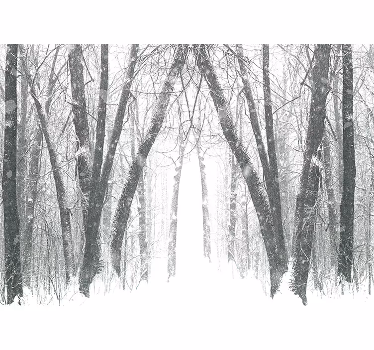 Tenda a rullo bianca alberi d'inverno nel bosco - TenStickers