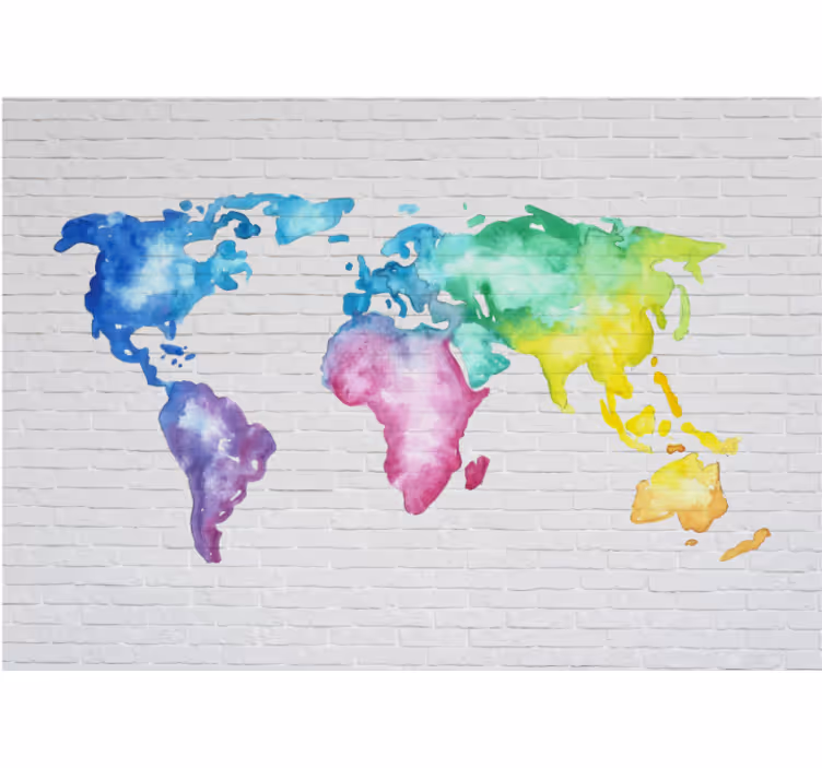 Tenda a rullo bianca mappa del mondo colorata - TenStickers