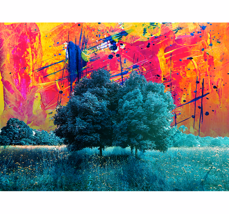 Tenda a rullo soggiorno paesaggio campestre colorato - TenStickers