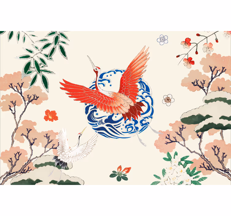 Tenda a rullo soggiorno in stile chinoiserie - TenStickers