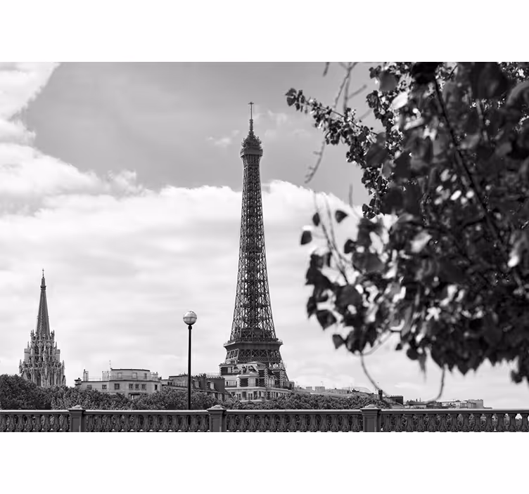 Tenda a rullo soggiorno torre eiffel bianco e nero - TenStickers