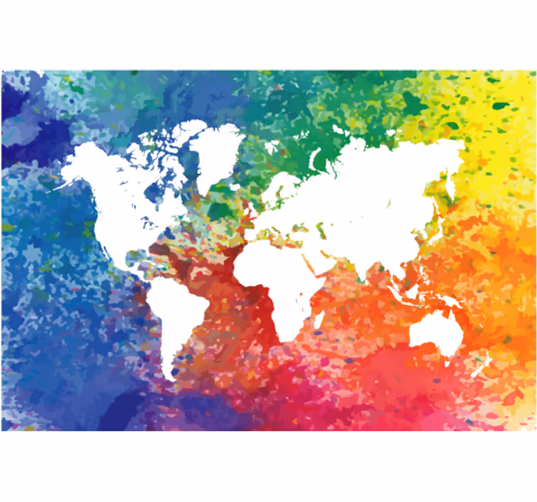Tenda a rullo soggiorno mappa del mondo colorata artistica - TenStickers