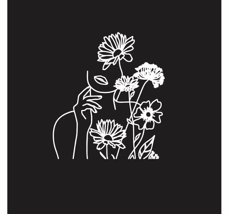 Tenda a rullo soggiorno design minimalista fiori e donna - TenStickers
