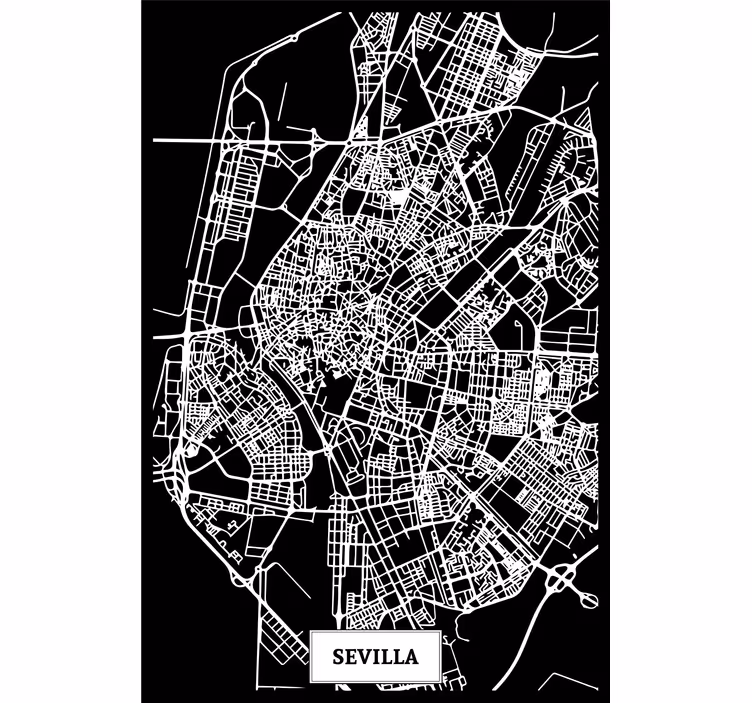 Tenda a rullo soggiorno mappa topografica siviglia - TenStickers
