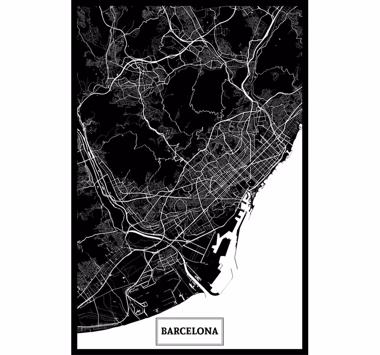 Tenda a rullo soggiorno mappa topografica barcellona - TenStickers