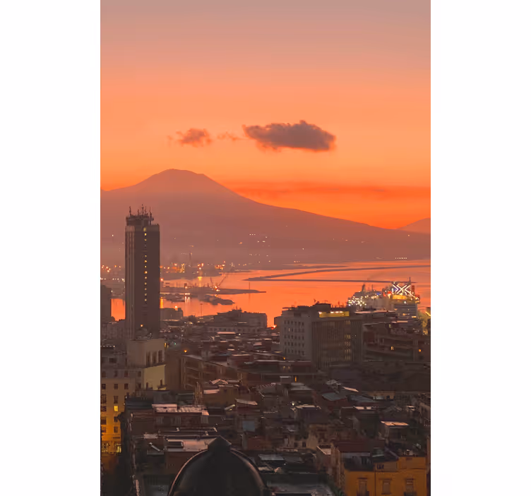 Tenda a rullo soggiorno tramonto di napoli - TenStickers