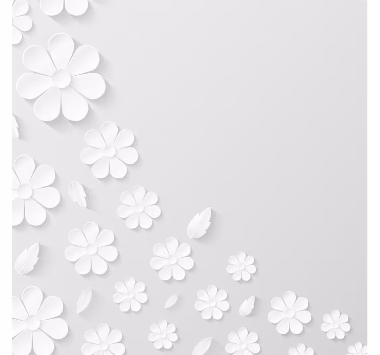Tenda a rullo bianca sfondo fiori di carta bianca - TenStickers