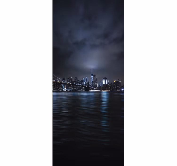 Tenda a rullo nera panorama notturno urbano - TenStickers