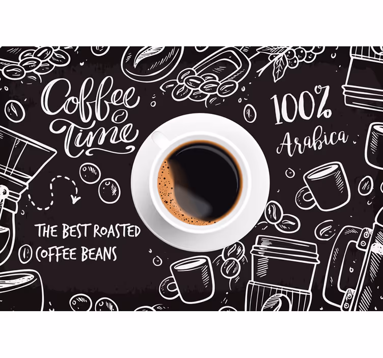 Tenda a rullo nera immagini di caffè - TenStickers