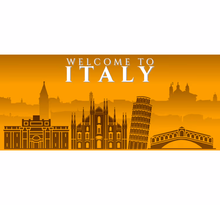 Tenda a rullo gialla skyline italiana - TenStickers