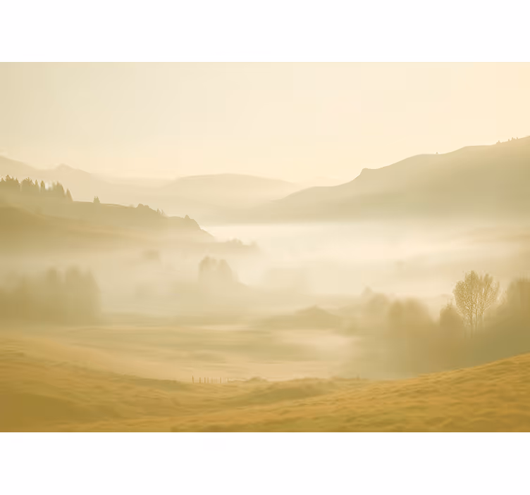 Tenda a rullo beige e panorami nebbiosi - TenStickers