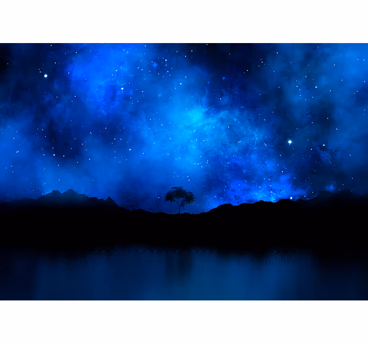 Tenda a rullo blu scena di nebulosa stellare - TenStickers