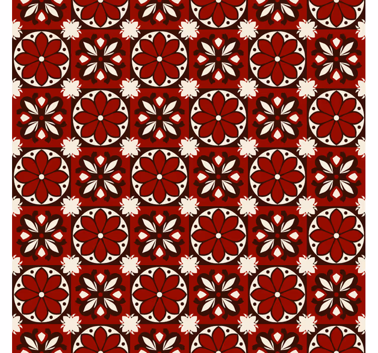 Tenda a rullo rossa motivo piastrelle vintage - TenStickers