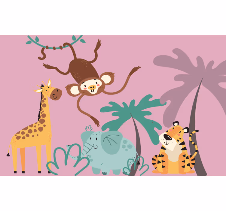 Tenda a rullo porpora animali da safari colorati - TenStickers