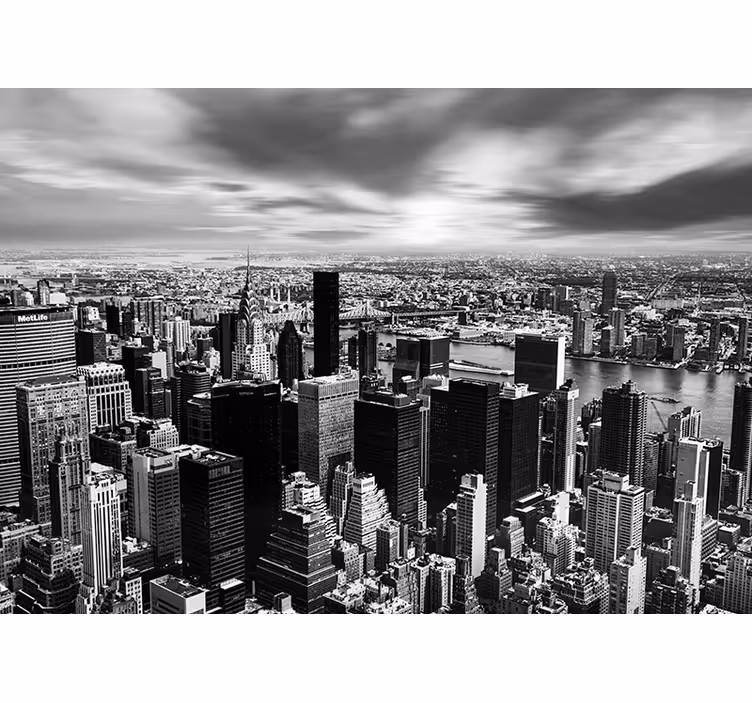 Tenda a rullo soggiorno panorama skyline urbano - TenStickers