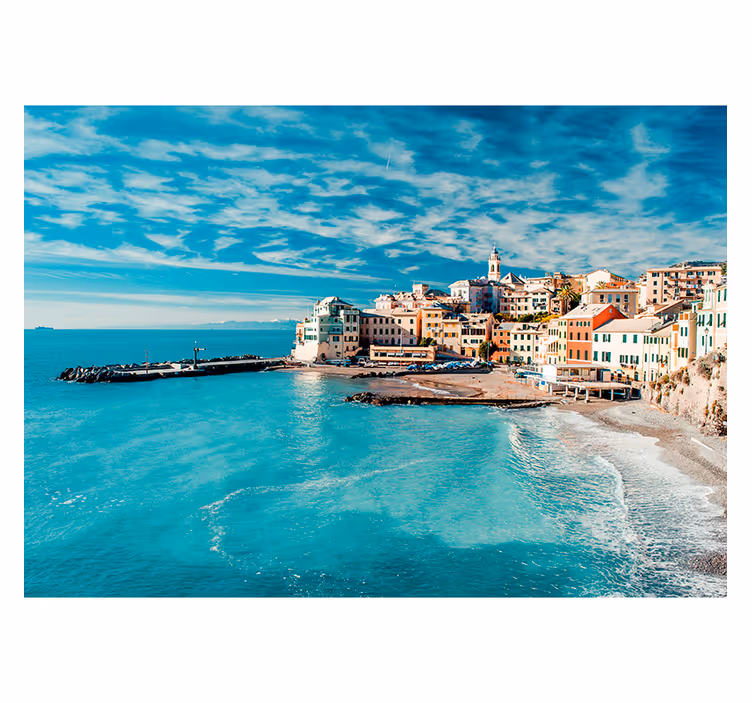 Tenda a rullo soggiorno mare di santorini - TenStickers