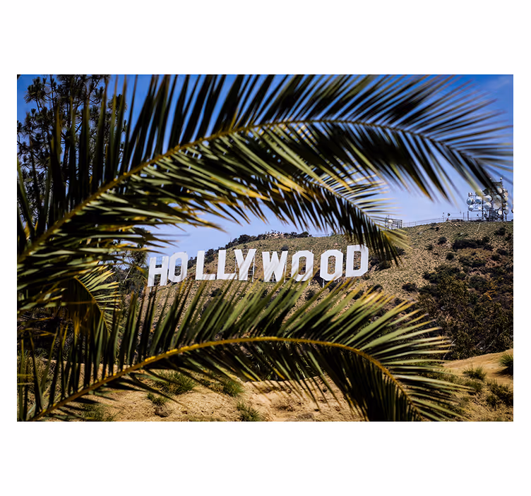 Tenda a rullo soggiorno insegna di hollywood e albero - TenStickers
