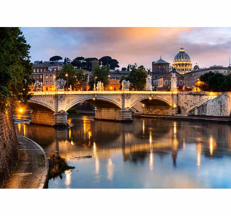 Tenda a rullo soggiorno murale roma dal tevere - TenStickers