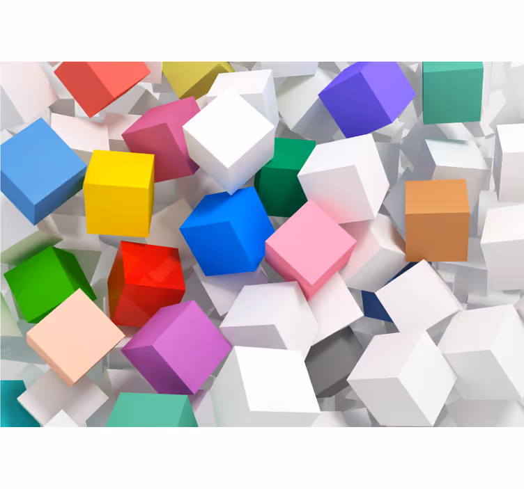 Tenda a rullo soggiorno murale 3d cubi colorati - TenStickers