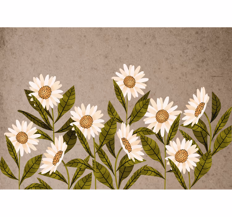 Tenda a rullo soggiorno margherite vintage - TenStickers