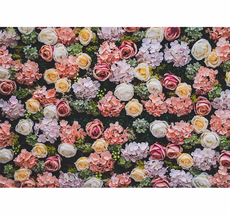 Tenda a rullo soggiorno fiori stile vintage - TenStickers