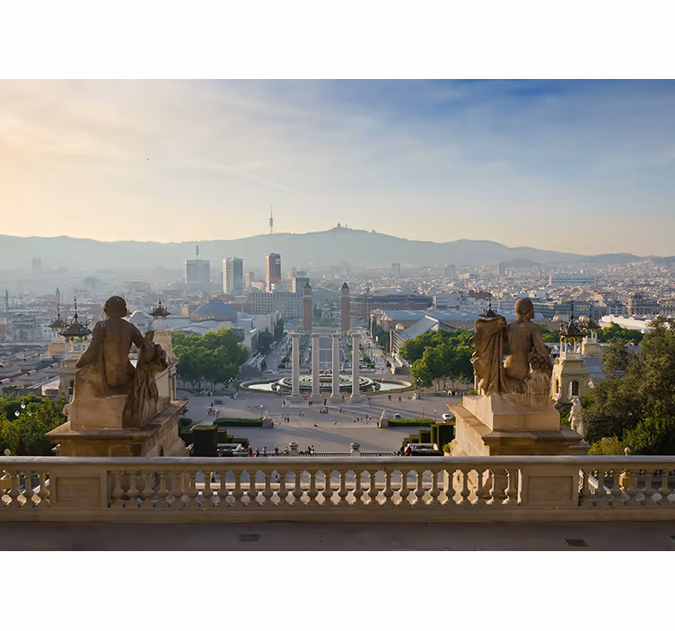 Tenda a rullo soggiorno fotomurale fontana montjuic - TenStickers