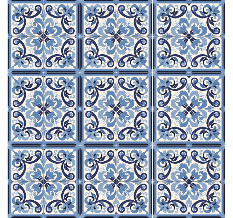 Tenda a rullo blu motivo floreale blu e bianco - TenStickers