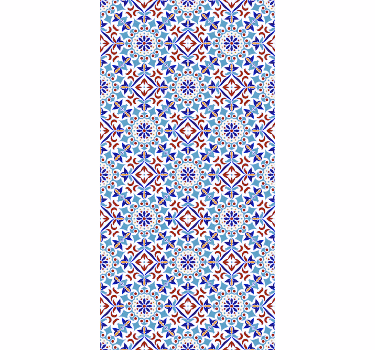 Tenda a rullo blu motivo ceramico - TenStickers
