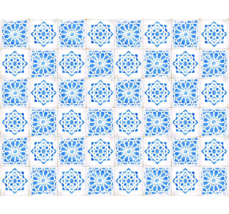 Tenda a rullo blu motivi blu intricati - TenStickers
