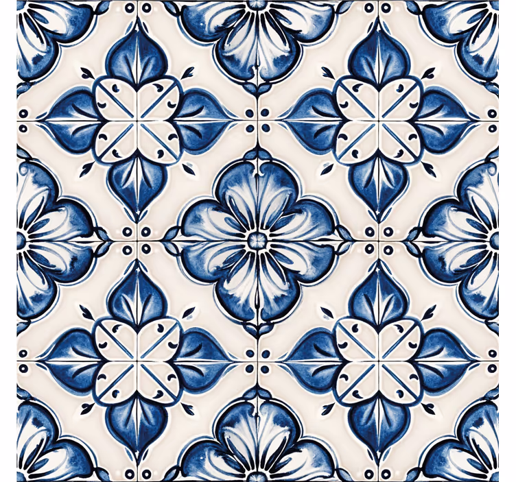 Tenda a rullo blu motivo floreale blu - TenStickers