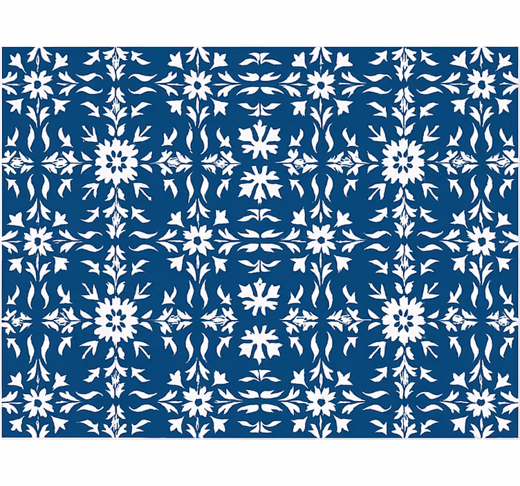 Tenda a rullo blu con motivo a piastrelle bianche - TenStickers