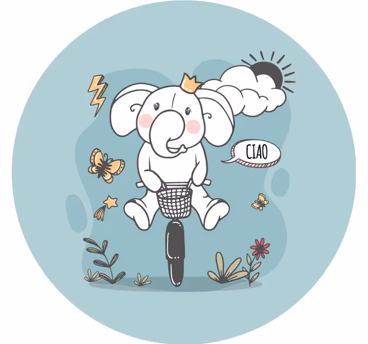 Tenda a rullo blu ciao elefante - TenStickers