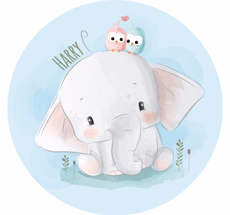 Tenda a rullo blu grande elefante blu - TenStickers