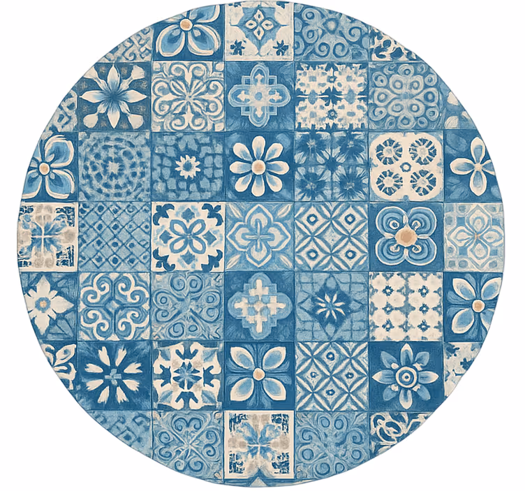 Tenda a rullo blu piastrelle mosaico circolari - TenStickers