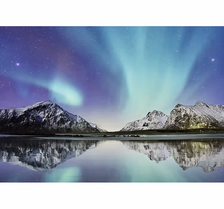 Tenda a rullo soggiorno lago delle luci del nord - TenStickers
