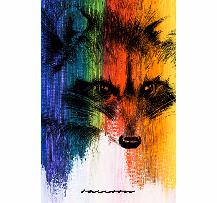 Tenda a rullo soggiorno procione arcobaleno - TenStickers