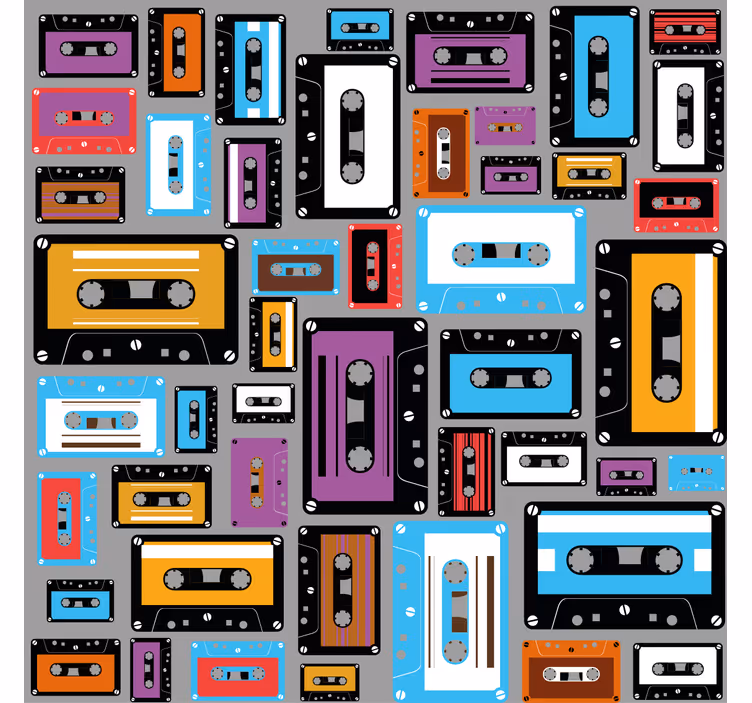 Tenda a rullo soggiorno motivo cassette anni 80 - TenStickers