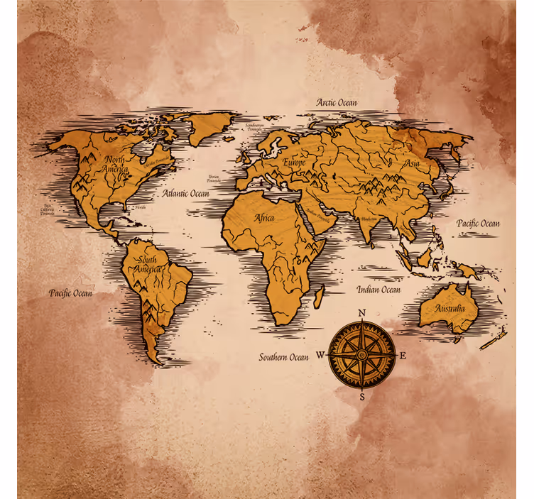 Tenda a rullo soggiorno mappa del mondo artistica - TenStickers