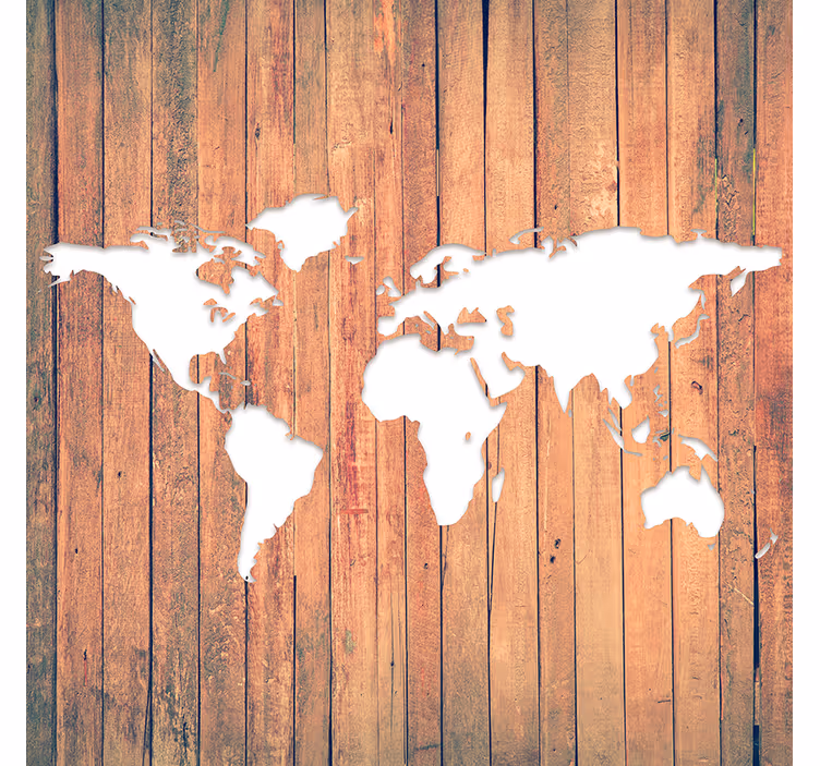 Tenda a rullo soggiorno mappa del mondo su legno - TenStickers