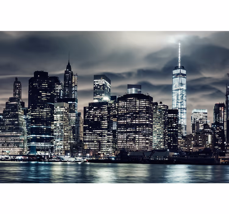 Tenda a rullo soggiorno new york di notte - TenStickers