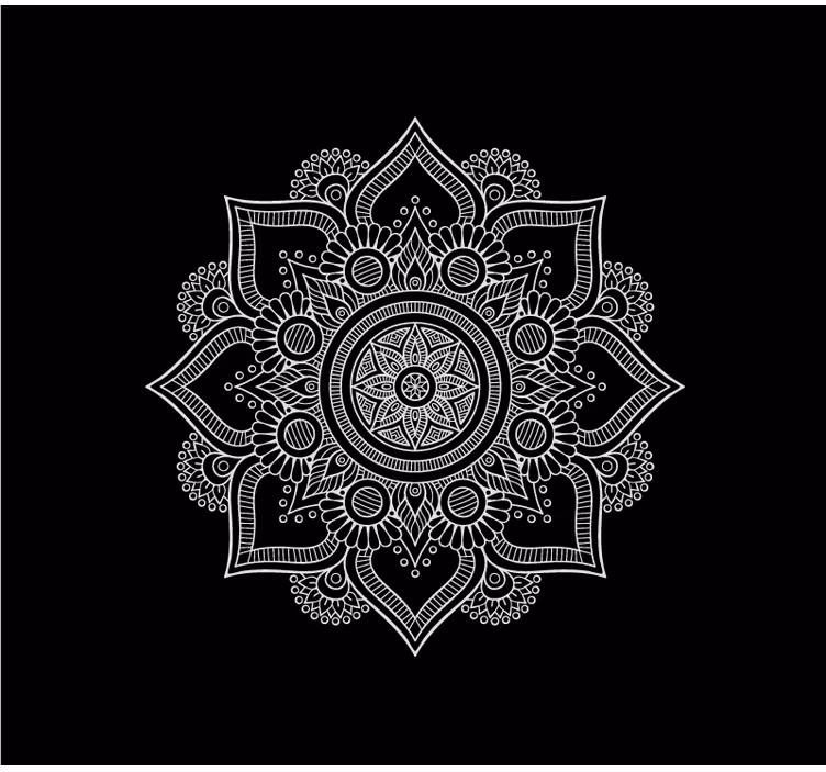 Tenda a rullo soggiorno mandala bianco e nero - TenStickers
