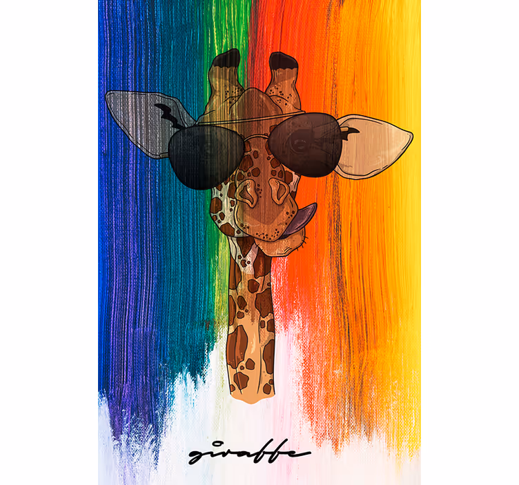 Tenda a rullo soggiorno giraffa arcobaleno - TenStickers