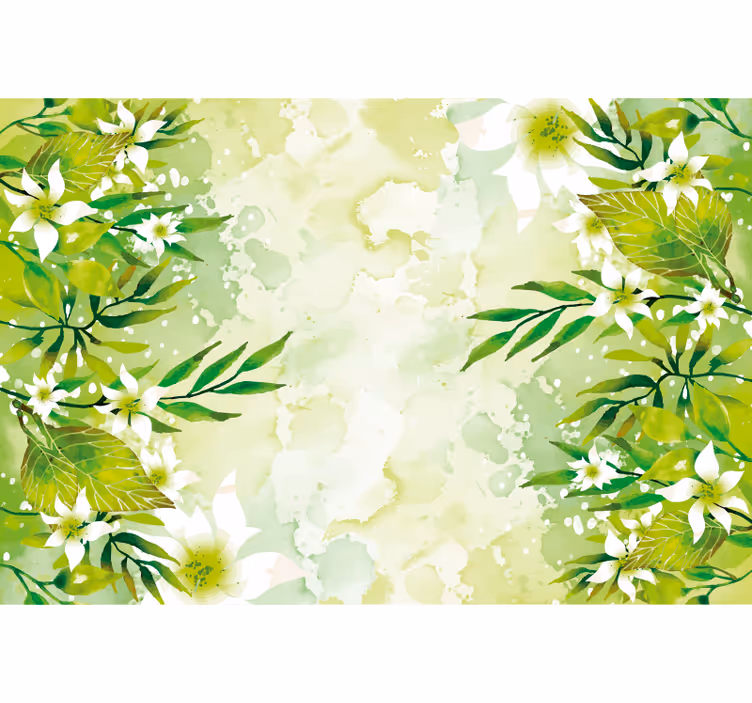 Tenda a rullo verde motivi floreali verdi - TenStickers